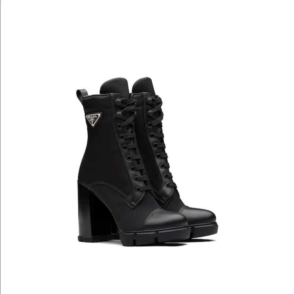 Prada Leather and Nylon/Fabric Booties